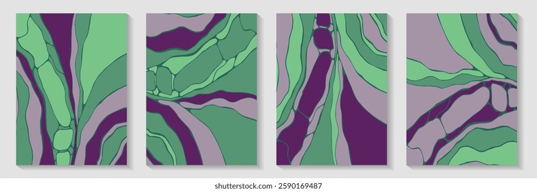 Imperfect marble texture background design vector set. Beautiful banners. Fluidity textured postcard front page layouts. Decorative marbled papers. Futuristic kintsugi psychedelic backgrounds.