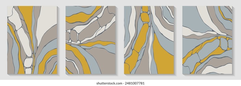 Imperfect stone texture background design collection. Creative brochures. Fluidity textured book front page layouts. Epoxy vaporwave collage. Ink paint effect.