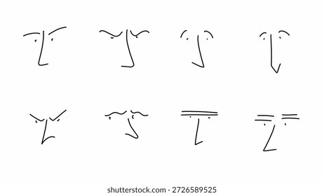 Imperfections doodles face vector set. hand drawn abstract expression in modern minimalist art style for posters, branding, social media, and creative projects