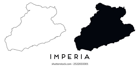 Imperia map outline and black silhouette vector