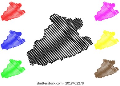 Imperia province (Italy, Italian Republic, Liguria region) map vector illustration, scribble sketch Province of Imperia map