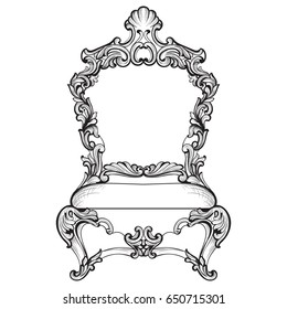 Imperial Baroque armchair in luxurious ornaments. Vector French Luxury rich intricate structure. Victorian Royal Style decor