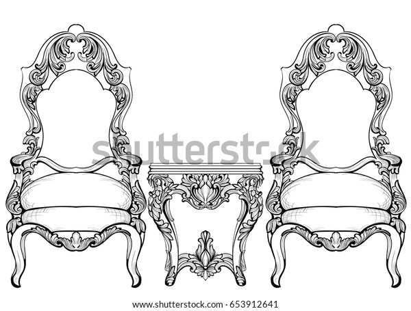 Imperial Baroque Chair Coffee Table Luxurious Stock Vector Royalty Free 653912641