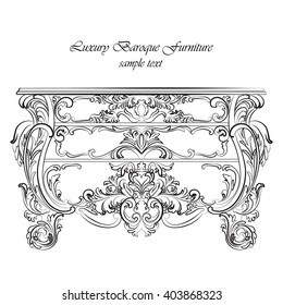 Imperial Baroque Classic commode table furniture with Royal Luxury ornaments. Vector
