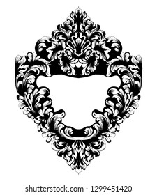Imperial Baroque Mirror frame Vector. French Luxury rich intricate ornaments. Victorian Royal Style decors