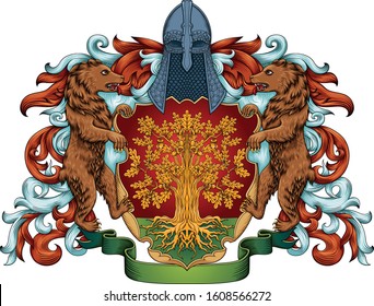 Imperial coat of arms - heraldic royal emblem shield with crown and laurel