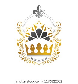 Imperial Crown emblem. Heraldic Coat of Arms, vintage vector logo. Ancient logotype isolated on white background.