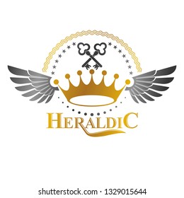 Imperial Crown emblem. Heraldic Coat of Arms, vintage vector logo. Ornate logotype isolated on white background.