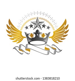 Imperial Crown emblem. Heraldic Coat of Arms, vintage vector logo. Retro logotype isolated on white background.