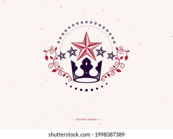 Imperial Crown emblem. Heraldic Coat of Arms, vintage vector logo. Retro logotype isolated on white background.