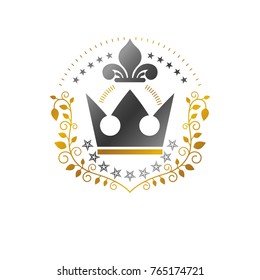 Imperial Crown emblem. Heraldic Coat of Arms, vintage vector logo. Retro logotype isolated on white background.