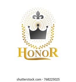 Imperial Crown emblem. Heraldic Coat of Arms, vintage vector logo. Ornate logotype isolated on white background.