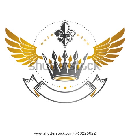 Imperial Crown emblem. Heraldic Coat of Arms, vintage vector logo. Ornate logotype isolated on white background.