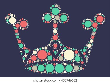  Imperial crown shape vector design by color point