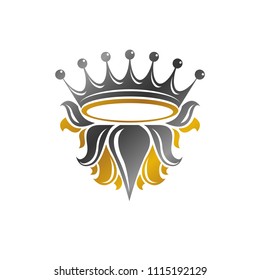 Imperial Crown vector illustration. Heraldic vintage logo. Antique logotype isolated оn white background.