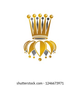 Imperial Crown vector illustration. Heraldic vintage logo. Retro logotype isolated on white background.