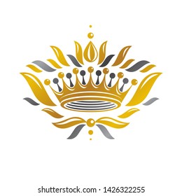 Imperial Crown vector illustration. Heraldic vintage logo. Ancient logotype isolated on white background.