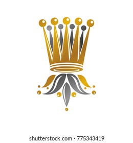 Imperial Crown vector illustration. Heraldic vintage logo. Antique logotype isolated Ð¾n white background.