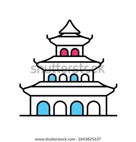 Imperial Palace Japan Vector Filled outline illustration style icon