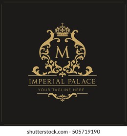 Imperial Palace M Letter Luxury Monogram Logo Template