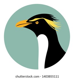  imperial penguin head, vector illustration, flat style ,profile view