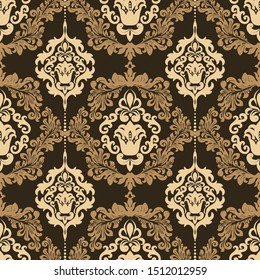 Imperial Rococo pattern vector ornament decor. Baroque texture background. Victorian Royal fashion design. Damascus