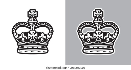 Imperial state crown of the UK ( United Kingdom of Great Britain and Northern Ireland ). Stylized vector Illustration isolated on light and dark background.