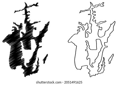Imphal East district (Manipur State, Republic of India) map vector illustration, scribble sketch Imphal East map