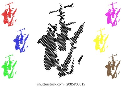 Imphal East district (Manipur State, Republic of India) map vector illustration, scribble sketch Imphal East map