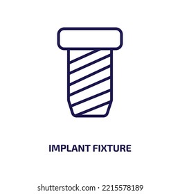 Implantatfixtursymbol aus der Zahnarztsammlung. Dünne lineare Implantatfixtur, kieferorthopädisch, Kontursymbol einzeln auf weißem Hintergrund. Zeilenzweig für Vektorimplantate, Symbol für Web und Mobile