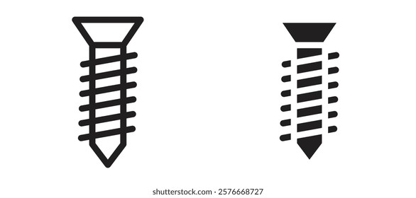 Implant Fixture icons in outline and stroke versions