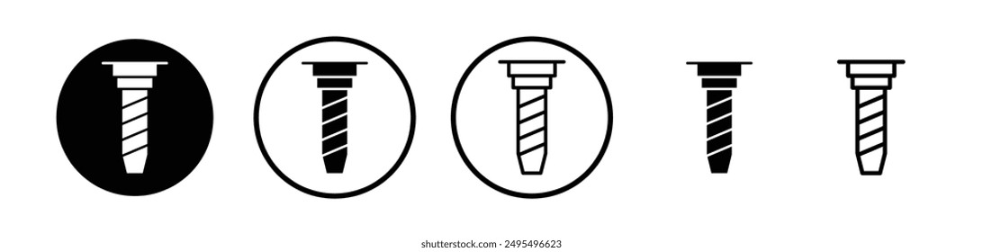 Implant Fixture vector icon set in black and white color.