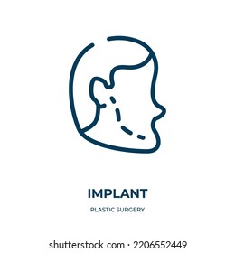 Implantieren Sie Ikone. Lineare Vektorgrafik aus der Sammlung plastischer Chirurgie. Rahmenimplantatsymbol-Vektorgrafik. Dünnliniensymbol für Web- und mobile Apps, Logo, Printmedien.