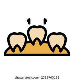 Implant icon outline vector. Dental tooth. Dentist crown color flat