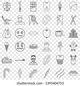 Implant icons set. Outline style of 36 implant vector icons for web for any design