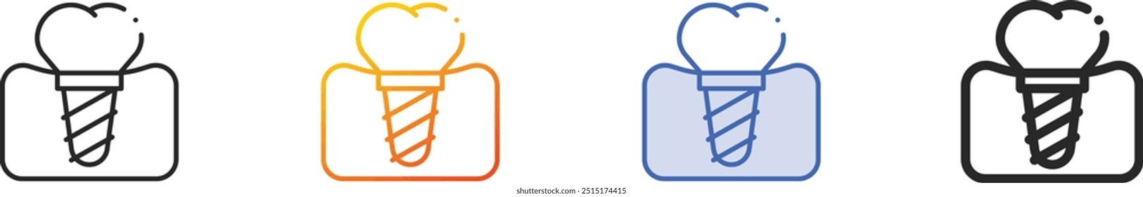 implant icon.Thin Linear, Gradient, Blue Stroke and bold Style Design Isolated On White Background