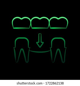 Implantat, Prothese Nolan-Symbol. Einfache dünne Linie, Umriss-Vektorgrafik von Zahnarztsymbolen für ui und ux, Website oder mobile Anwendung