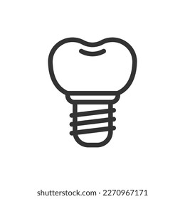 Implant remove tooth, cute vector icon illustration