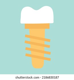 Implant tooth catroon flat vector illustration