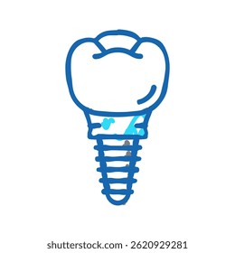 implant tooth doodle icon sketch vector. implant tooth sign. isolated symbol illustration