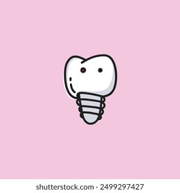 Implant Tooth flat vector design