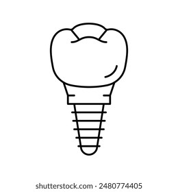 implant tooth line icon vector. implant tooth sign. isolated contour symbol black illustration