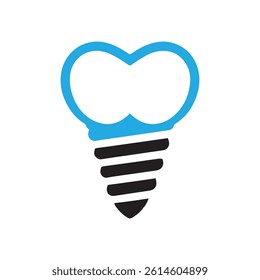 Implant tooth logo icon illustration flat