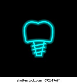 Implants blue glowing neon ui ux icon. Glowing sign logo vector