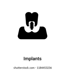 Implants icon vector isolated on white background, logo concept of Implants sign on transparent background, filled black symbol