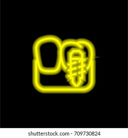 Implants yellow glowing neon ui ux icon. Glowing sign logo vector