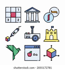 imple Set Edutainment Vector Color Icons. Color with Editable stroke