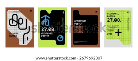 imple template with abstract geometric shapes. Frame for your message or photo. Layout for flyer, poster or cover.