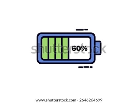 imple vector icon showing a battery at 60% charge, perfect for tech, power, and device-related content.