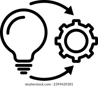Icono de implementación. idea de negocio innovadora y creativa o implementación de pensamiento e integración para desarrollar y conceptualizar en el símbolo de realidad el símbolo de logotipo. vector de ejecución de enfoque inteligente 